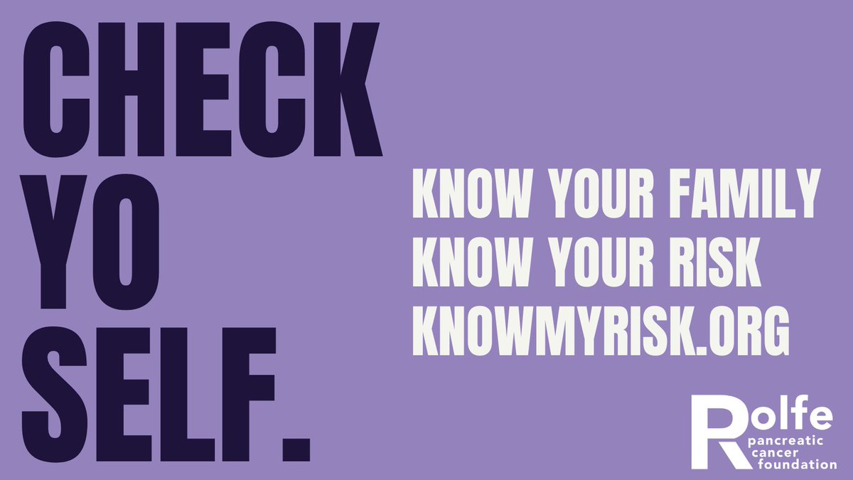 RolfeFoundation's tweet photo. Because most symptoms of #PancreaticCancer do not appear until the tumor has grown large enough to interfere with the function of the pancreas, #EarlyDetection is critical to increase survival rates.

Head to https://t.co/gqWDwFj1xu to learn more. 💜

#Rolfe #KnowMyRisk https://t.co/wWaf8WTysJ