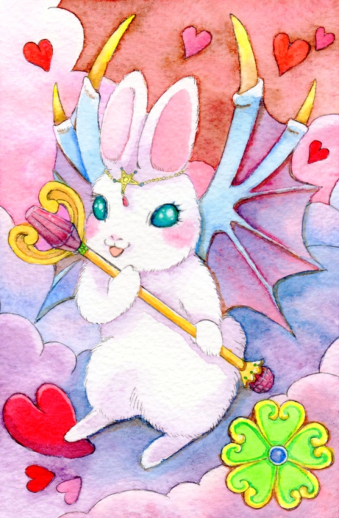 あかりや 動物水彩イラスト 一次創作 オリジナル アナログ 水彩画 タロット用の イタチと鳥のイラストは まだ制作中 骨が折れるよ 手描きの水彩画 うさぎ天使と悪魔 水彩紙はデネブ 動物 植物 雑貨 画材 メルヘン 動物イラスト 動物好き