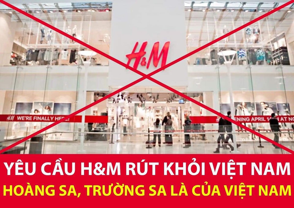 huuphuc79's tweet photo. Cố gắng đưa hashtag lên top như vụ bánh mì luôn nha. Đất của Việt Nam một mảnh cũng không mất. @hm cút khỏi Việt Nam đi. Retweet để lên top tẩy chay H&amp;M
#taychayHM
#HoangSaTruongSabelongtoVietNam #HMgetoutVietnam #Apologize_To_VietNam https://t.co/v2DGUyNZTK