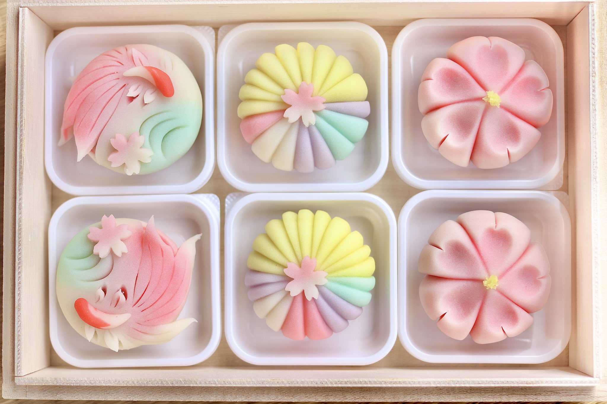 和菓子職人 土屋 タダヒロ 和菓子お兄さん さくらさく 春うららかな光り輝く穏やかな陽射し 一輪 桜咲く 美しい桜が水面の金魚にうつり季節を彩る そんな情景を表した春らしいお菓子です こちらは店舗にて販売しております 予約制です