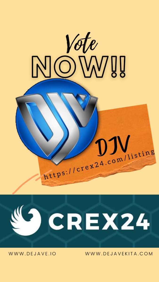 djvcommunity's tweet photo. VOTE VOTE VOTE
#DJV 👉 https://t.co/MX7nj3ffqD

@NANDODEJAVE @Crex_24 👌

#DJV #BNKRI #VEX #BTC #ETH
#Dogecoins #Airdrop #Giveaway #cryptocurrency #Crypto #BinanceSmartChain
#CryptoNews #UYEE

@cctip_com Airdrop 0.0001 DJV 100 https://t.co/7Z8bAJeWRY