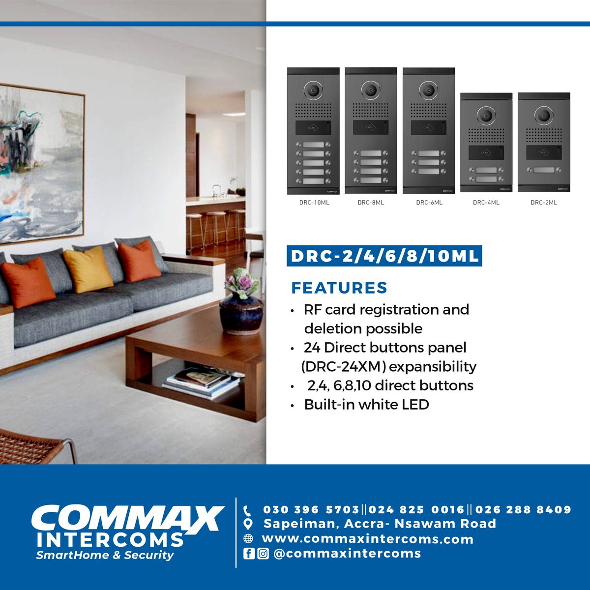 CommaxIntercoms's tweet image. The best Intercoms in the world, COMMAX INTERCOMS is in Ghana now. 
Know and speak to who is at your gate before allowing entry with our wide range of COMMAX INTERCOMS.
Hand made in Korea.
Contact us on: 0248250016 / 0303965703 / 0262888409
commaxintercoms.com