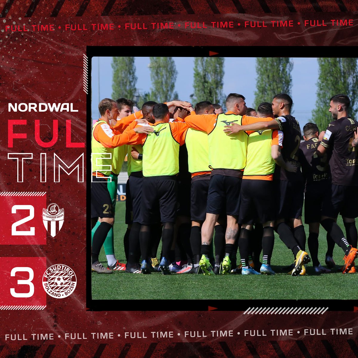 fclubsuedtirol's tweet photo. ⚽️FULL TIME
Partita al cardiopalma, ne usciamo vincitori!🥳
@LegnagoSalusFC-@fclubsuedtirol finisce 2⃣-3⃣: a segno per noi #Malomo, #Casiraghi e #Vinetot.
#FCS #FCSüdtirol #PassioneBiancorossa #Whitereds #SerieC #passion #LEGSUD #LegnagoSalusFCSüdtirol https://t.co/S9dOYrT1s0