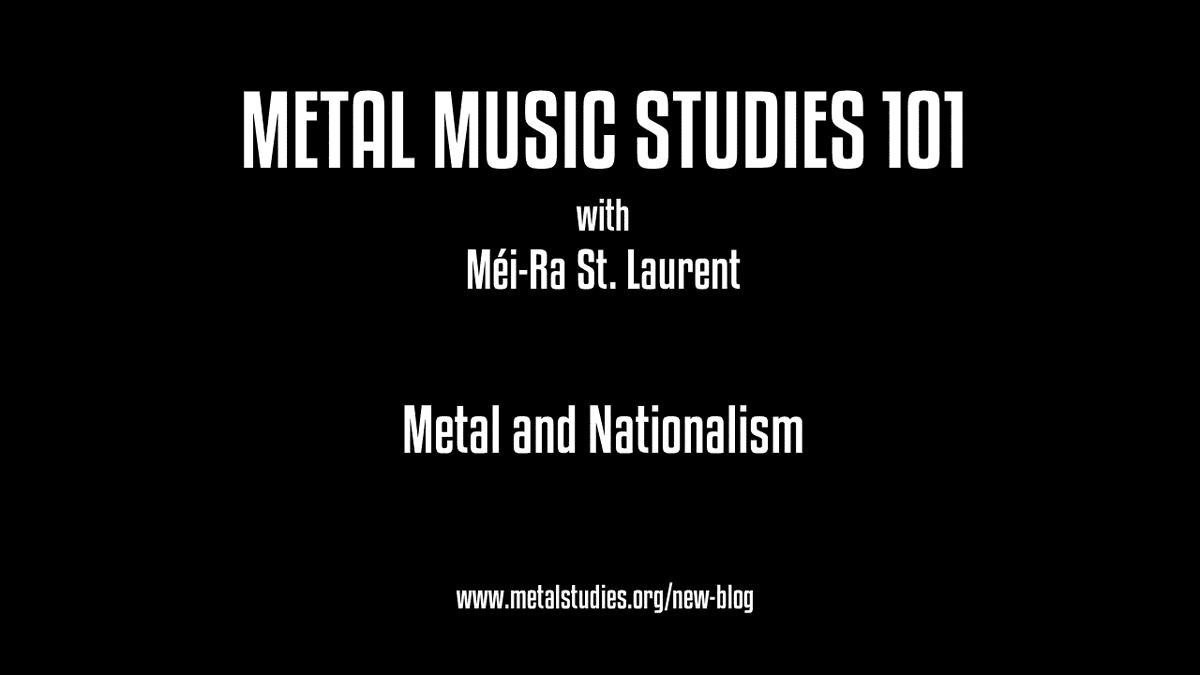metalstudies's tweet photo. Dr. Méi-Ra St. Laurent of Université Laval in Québec, Canada, shares her insights into the study of nationalism in metal, and the different ways in which this difficult term takes form in metal music and culture. ⁠
⁠
Now on https://t.co/PsXaMqJafV!⁠

#metalmusicstudies101 https://t.co/538naIhSod