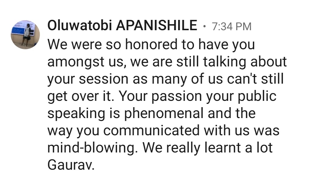 GauravSGupta5's tweet image. When you get to know that you added real value, the feeling is simply amazing... 

#coachgauravgupta
#publicspeaking
#ditchtheordinary
#xypnotech
#successsecrets