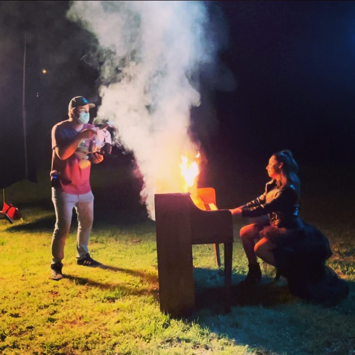 bandFTA's tweet photo. Thatโs a wrap! Canโt wait to share these videos with all of you!! They are ๐ฅ literally ๐โ
โ
#fallingthroughapril #FTAshenanigans #newmusic #musicvideo #atlanta #movieset #piano #fire #steampunk #gothic #paralyzed https://t.co/MYFEm3dn28