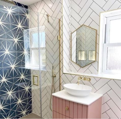 A wonderfully cheery mix of colour and design with two of our suppliers <a href="/CaPietra/">Ca' Pietra</a>  @dansanibathroom 
#InteriorDesign #HomeReno #HomeDecor #Bathroom #BathroomDesign #interiora #newlyn #shoplocalpz #cornwall #bathroomdisplay #bathroom #renovation #bathroomdecor #instabathroom