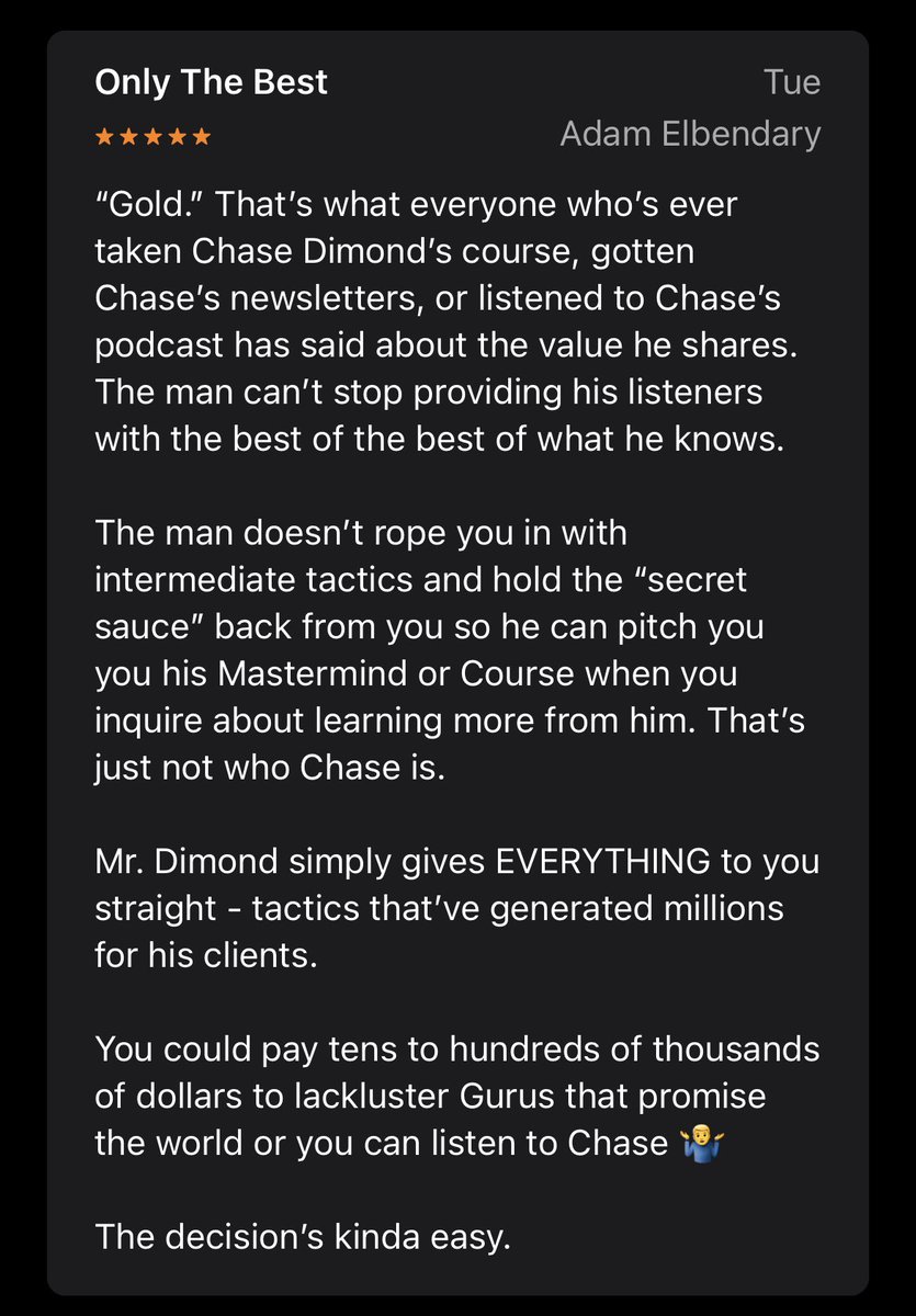 Shameless plug:I just launched a podcast!It’s all about uncovering opportunities within Ecommerce.Helpful for brands, agencies, & freelancers.I’ve released 3 episodes so far & have already received dozens of 5 star reviews.Link below (it’s free) https://kite.link/chase-dimond-podcast