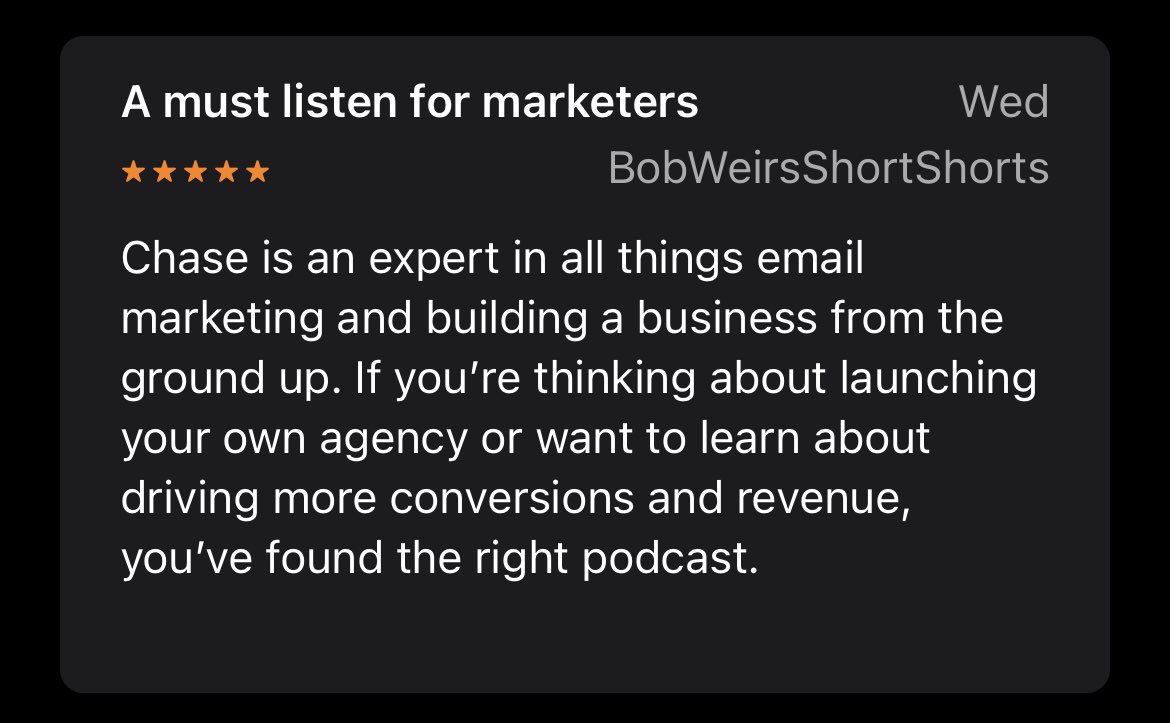 Shameless plug:I just launched a podcast!It’s all about uncovering opportunities within Ecommerce.Helpful for brands, agencies, & freelancers.I’ve released 3 episodes so far & have already received dozens of 5 star reviews.Link below (it’s free) https://kite.link/chase-dimond-podcast