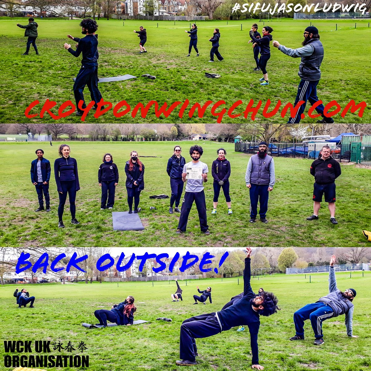 SifuLudwig's tweet photo. Some of the #SouthNorwood #CrystalPalace #WingChun back outdoor training, and great to have some rejoining &amp; new members! Awesome day 🙏

#reopening #classes #sifujasonludwig #wckuk #kungfu #martialarts #croydon #streatham #kidswingchun #kidsmartialarts #kidsclasses #wingtsun https://t.co/zp352OEfC5