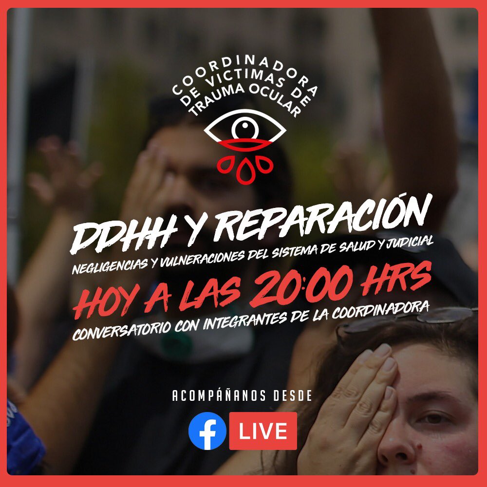 🔴Hoy 20:00 horas nos reunimos por Facebook Live. 

queremos denunciar públicamente que, desde el Ministerio de Salud, hemos sido reiteradamente víctimas denegligencia y vulneraciones por la precarización de nuestras atenciones en salud
#CVTO #Chile #Renunciapiñera #RenunciaParis