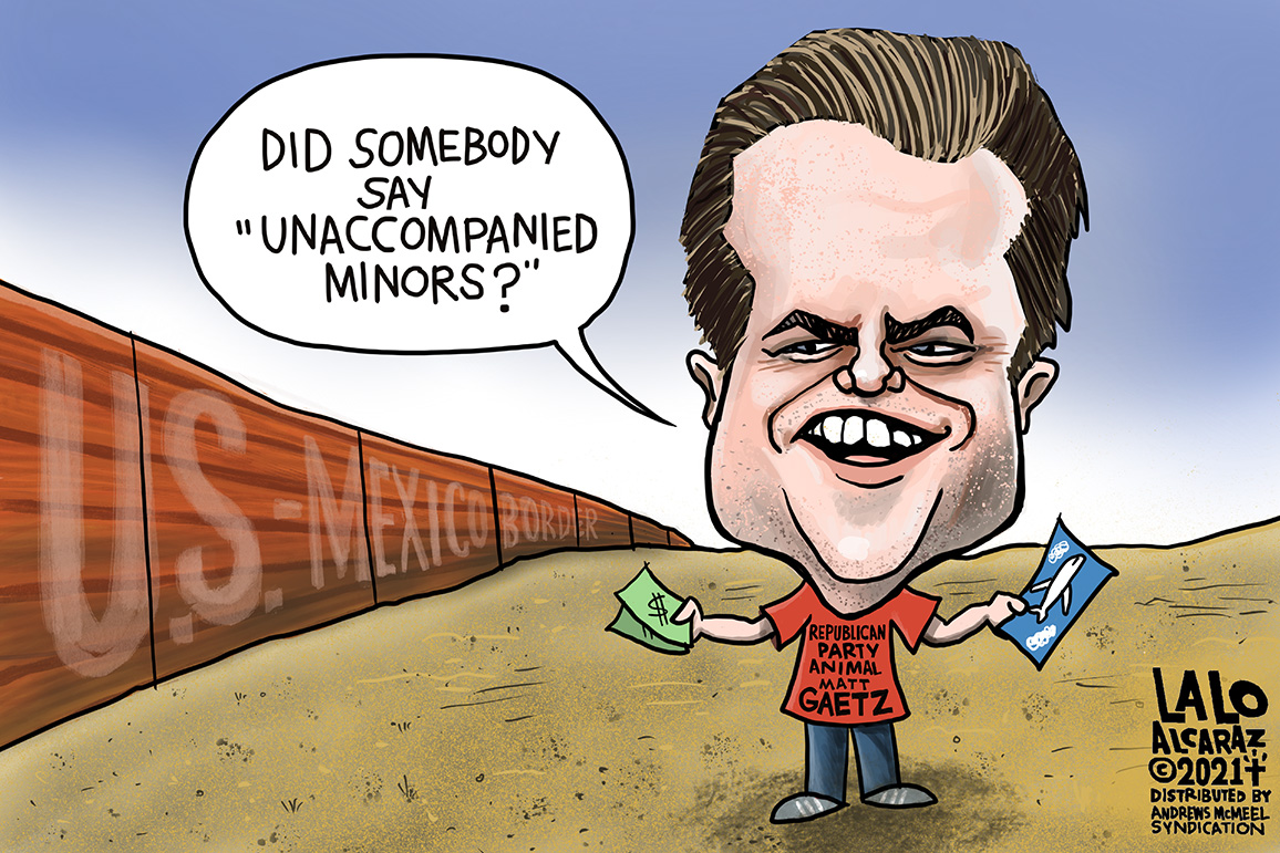 Republican Congressman Matt Gaetz crossing state lines again!  #unaccompaniedminors  Please share #laloalcaraz cartoons