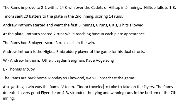 Tinora Rams Live tweet media