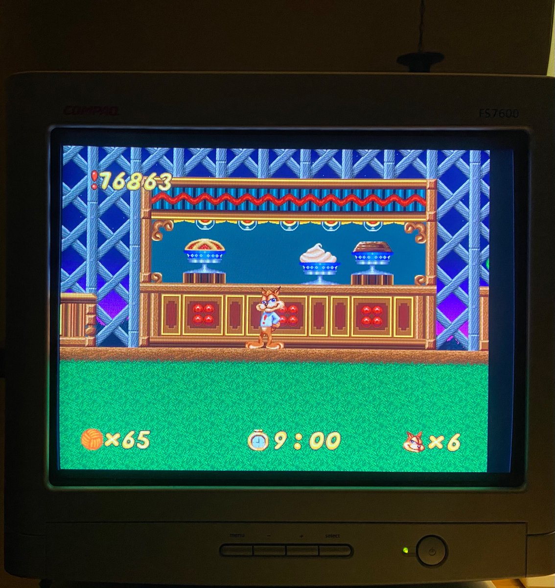 zSDollz's tweet photo. By building an old computer to play Warcraft 2, my fiancé unintentionally built a portal to Hell that runs Super Bubsy, and it handles like total 💩! #bubsy #superbubsy https://t.co/LMYxPxsbxI