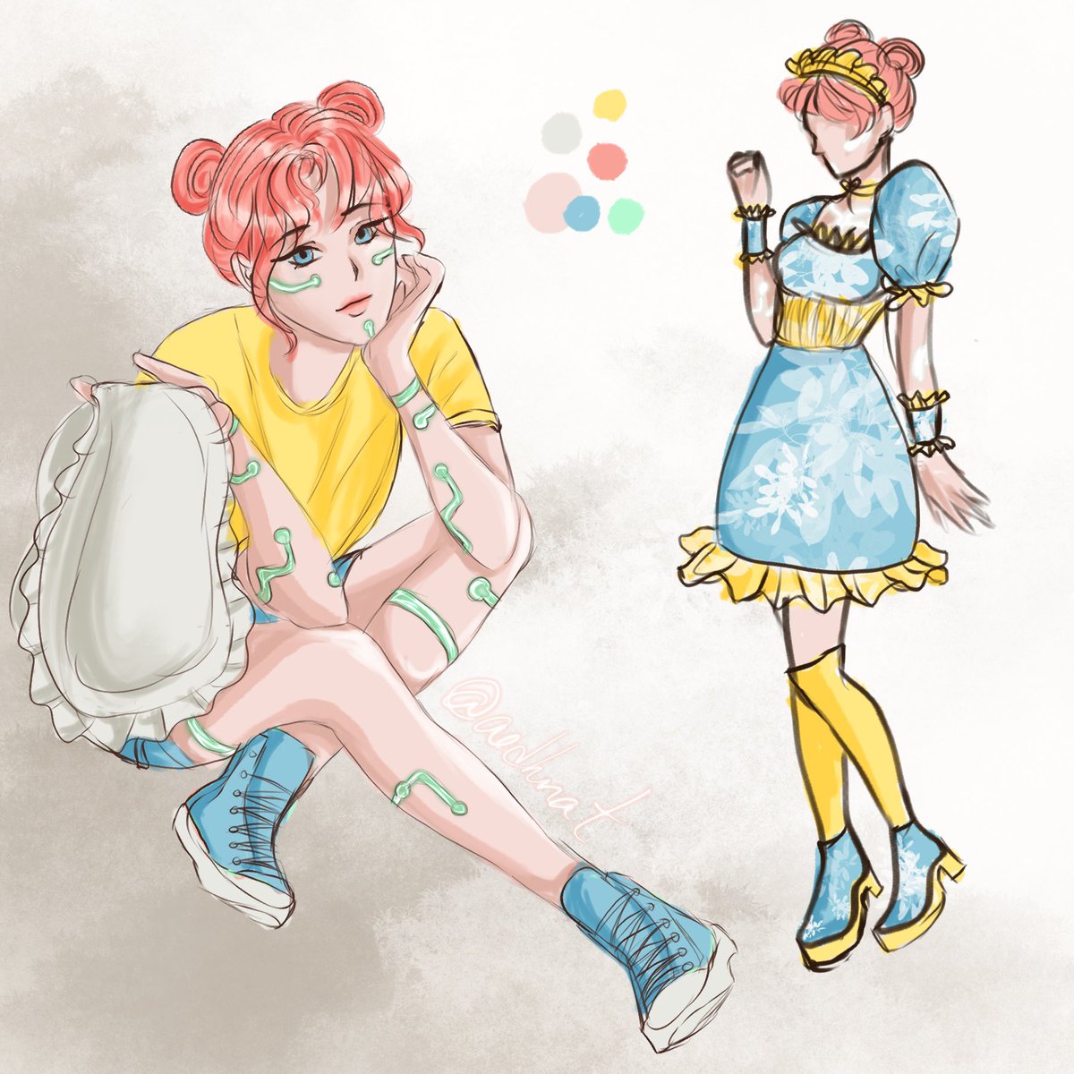 aedhnat's tweet photo. Some art from a commission I recently did. Pose is from a Pinterest reference. #artwork #digitalart #Commission #girl #halfandroid #colors #art #pinkhair https://t.co/kIRcx2KkwF