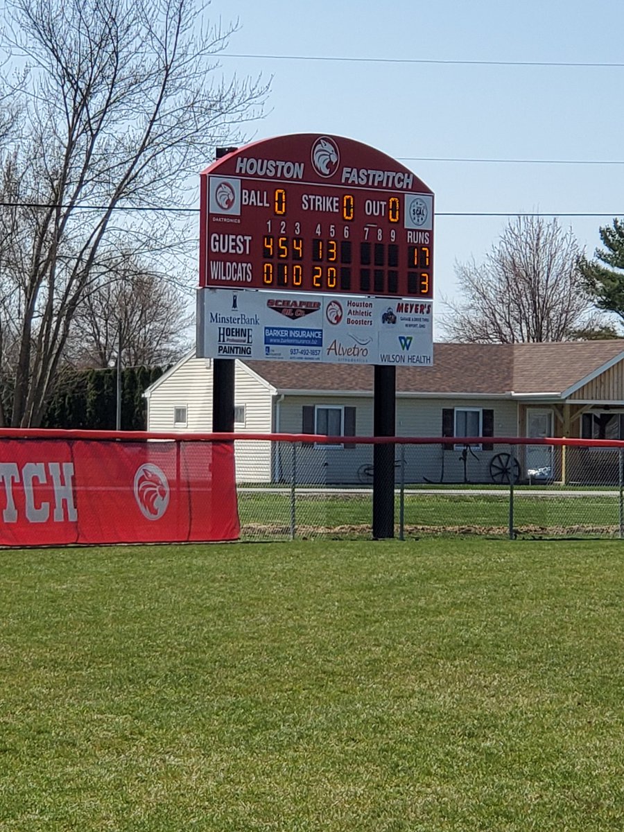 Varsity softball score from Houston.  Minster 17 Houston 3. Back in action on Monday at Jackson Center at 5:00. <a href="/HH_Supt/">Ryan Maier</a>