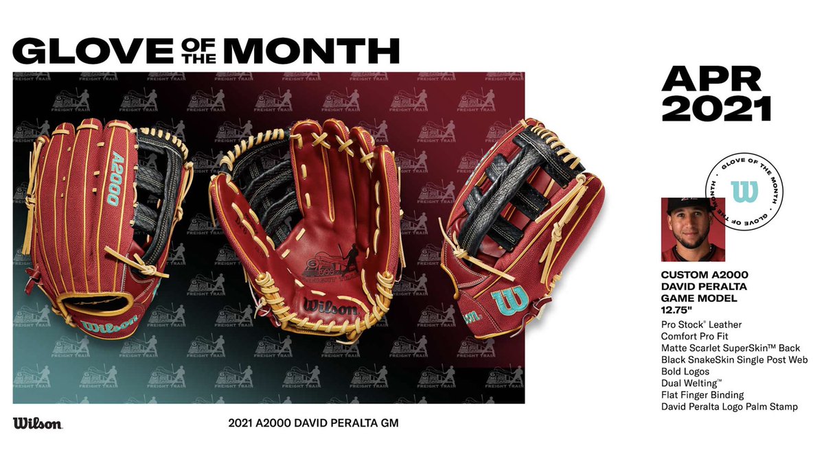 Wilson Baseball & Softball on X: Outfielder David Peralta has fresh  leather for the new season. Our April GOTM, Peralta's 12.75” gamer features  his signature palm stamp, Matte Scarlet SuperSkin and a