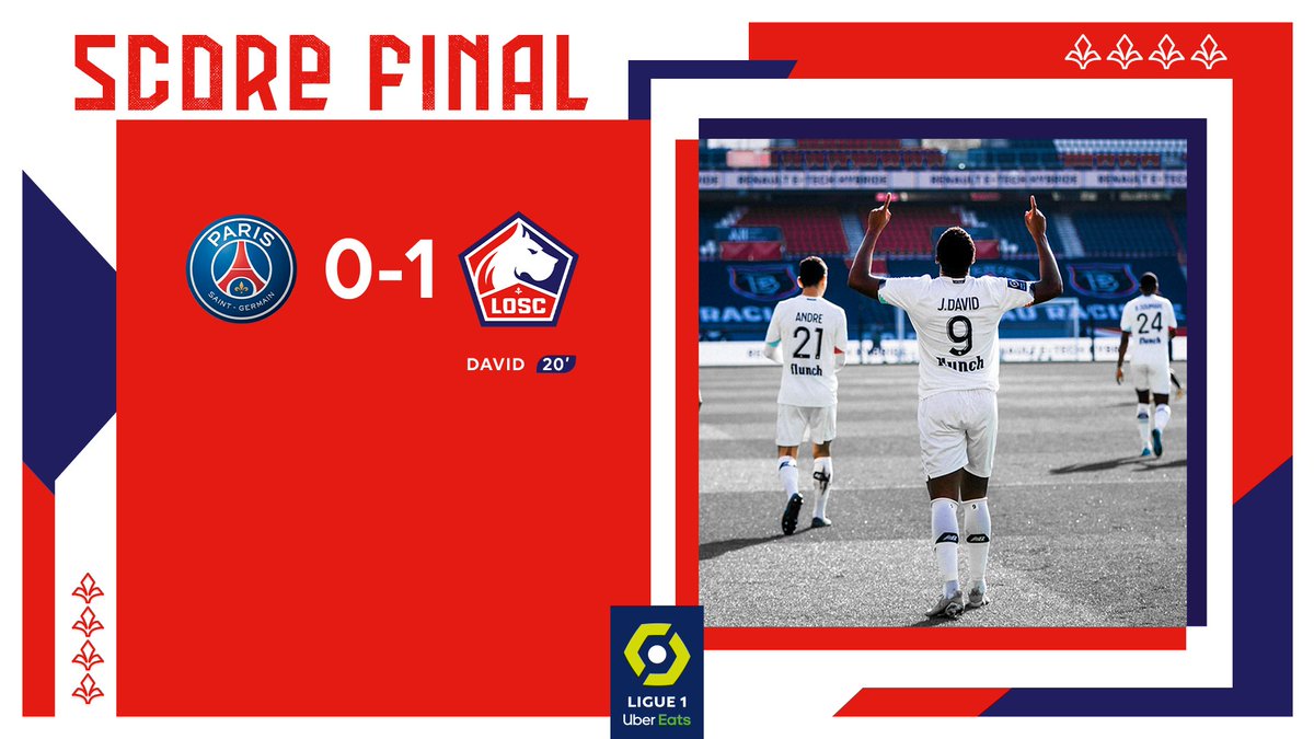 losclive's tweet image. CES DOGUES SONT MAGIQUES 💫

D'immenses Lillois viennent à bout du PSG et reprennent leur première place de @Ligue1UberEats 👏

#PSGLOSC 0-1 | ⏱ 90'+6