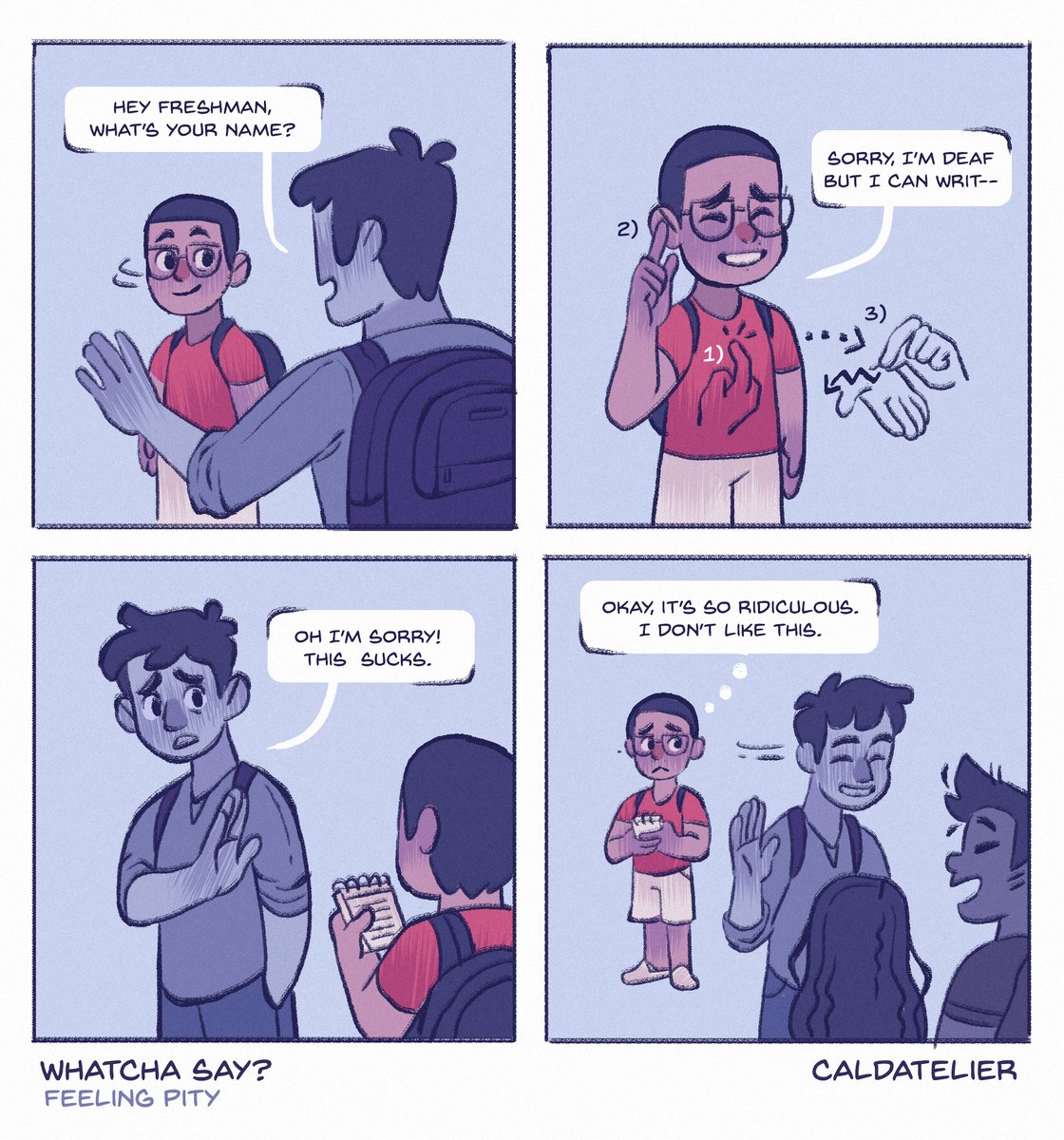 caldatelier's tweet photo. What if you meet a Deaf person for the first time, don't feel bad or look down on them. Because they don't want pity. They want you to treat them like a normal person. https://t.co/4CiBROWEDL