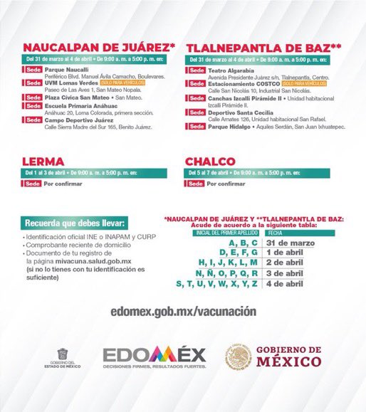 Luis Felipe Puente La Estrategiadevacunacion Avanza En El Edomex Consulta Las Sedes Y Fechas De Vacunacion En El Sitio T Co Jxxnom0xah T Co Pa2jnwtqfr