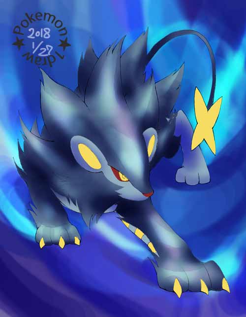 #ラフから線画と着色後と完成までを見せる 
#pokemon #Luxray 

以前やってたポケモンワンドロの描き方&手順。 