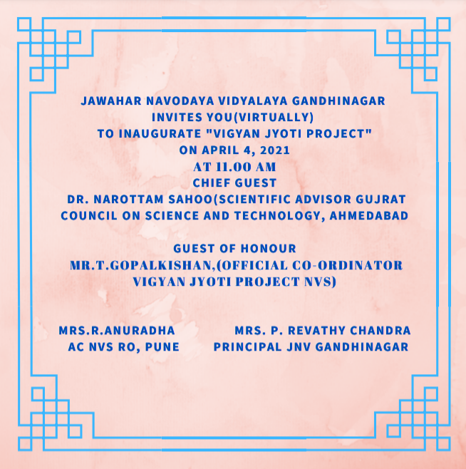 InfoGujcost's tweet photo. #STEM learning is the key to #innovation and the future.

#JawaharNavodayaVidyalaya #Gandhinagar is all set to inaugurate its Vigyan Jyoti Project to encourage and inspire girl students to pursue higher education in #Science &amp; become self-reliant. @dstGujarat @hareets @Jnv_India https://t.co/1g32q0LyNV