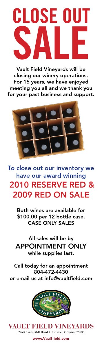 All sales will be by 
APPOINTMENT ONLY 
while supplies last.