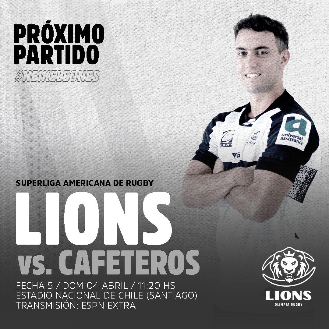 🦁 Por la quinta y última fecha de esta primera ronda en Chile nos enfrentamos a #CafeterosPro 🏉

#NeikeLeones 🇵🇾
#NuestroClubNuestraEsencia ⚪⚫⚪