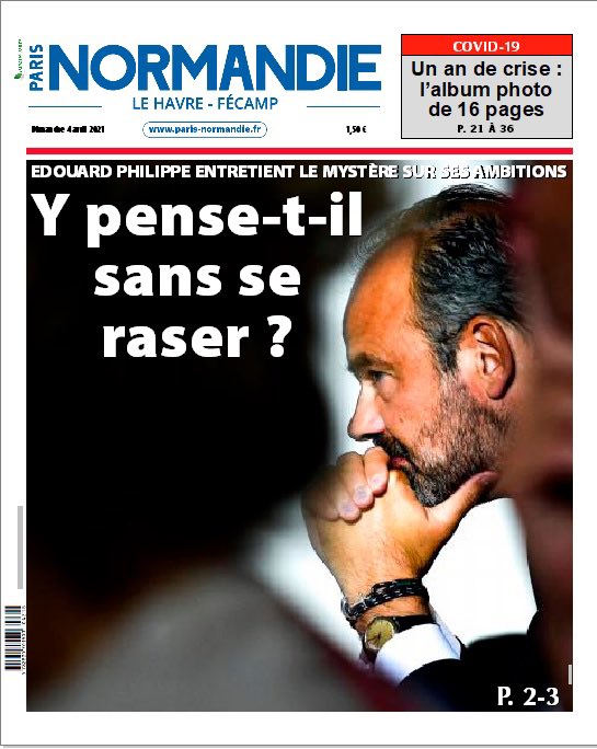 jeremychatet's tweet photo. Demain pour l’édition du dimanche de @paris_normandie une superbe double page pour revenir sur les 20 ans de politique de @EPhilippe_LH racontés par @StephaneSiret + un supplément photos retour sur un an de #COVID19 https://t.co/okQhWYoCK5