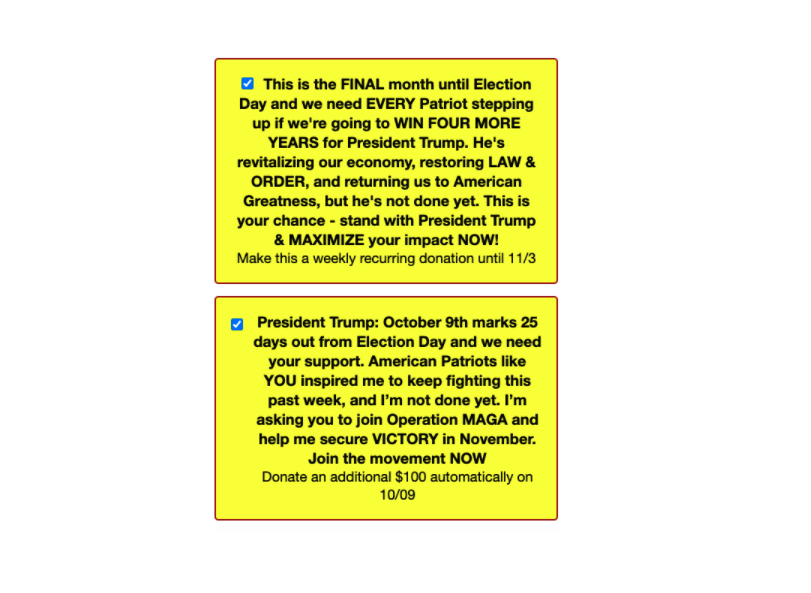 Shane Goldmacher What Exactly Did Those Prechecked Boxes Look Like Well As The Campaign S Finances Worsened They Became Dizzyingly Complex Here Is An Example From October Of The Text A