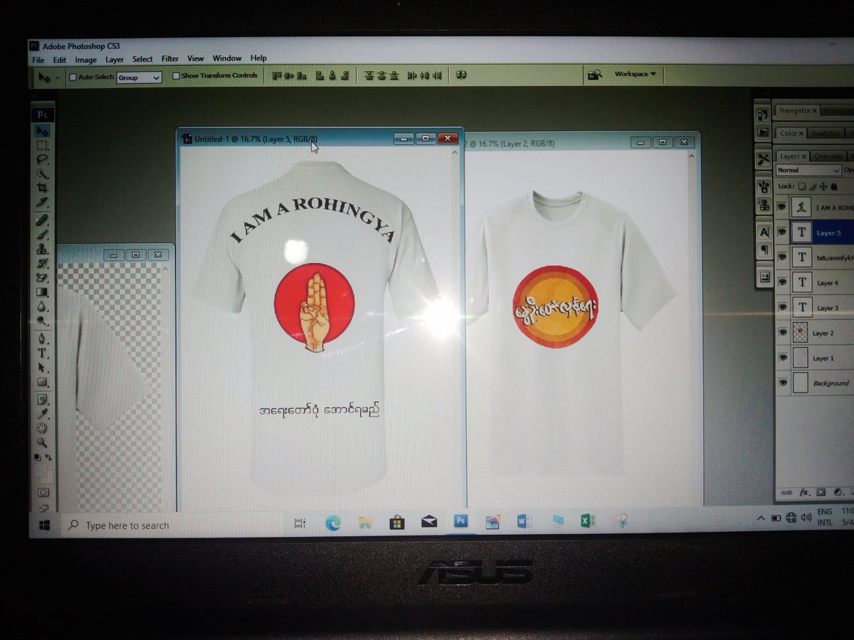 Abdulla_AH7's tweet photo. Here i am designing T-shirt to represent the participation of #Rohingya in the #SpringRevolutionMyanmar. Suggest me which one will be better to print out. #RohingyaSolidarity #April3Coup #WhatIsHappeningInMyanmar @jessica_olney_1 @poppymcp @DrSasa22222 @nslwin @MIJamjoom https://t.co/8QRYR7UXCu