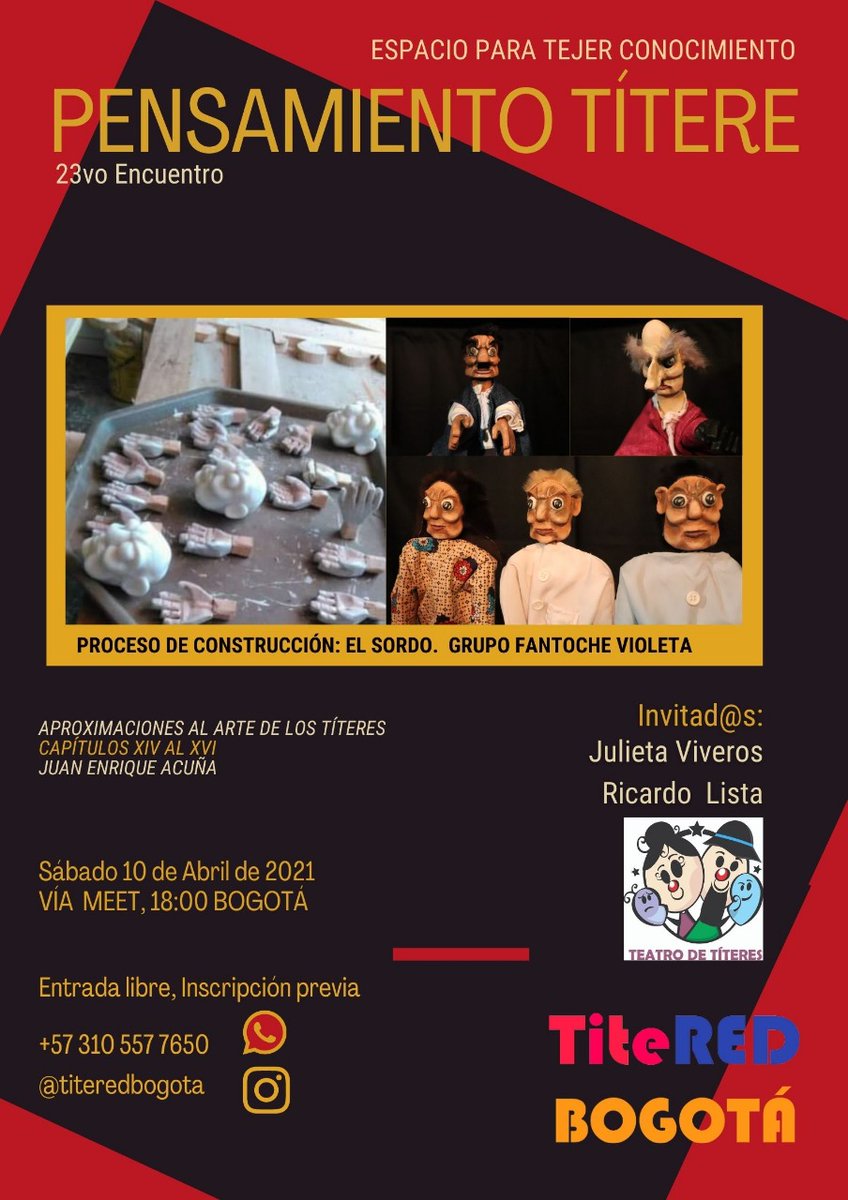 ceincre's tweet photo. @titeredbogota te invita a participar en nuestro 23° Encuentro: PENSAMIENTO TÍTERE, organiza la Mesa Académica de la TITERED BOGOTÁ. https://t.co/DDqi91fz08