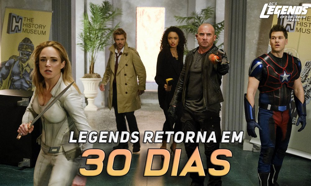 Faltam 30 dias para a volta de #LegendasOfTomorrow! Como vão salvar a Sara? Estão ansiosos? 👽