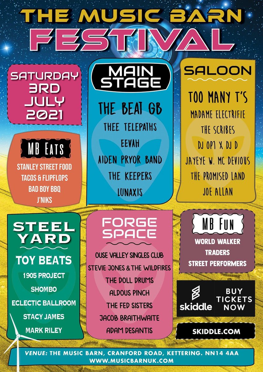 musicbarnfest's tweet image. Lineup announced.  Check it.  @TooManyTs @TheeTelepaths @PromisedLandDJ @eevahmusic @thekeepersUK @TheBeat @TheScribes @StevieWildfires