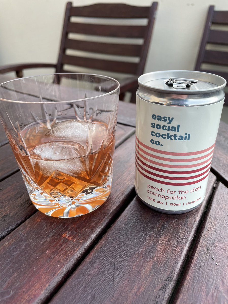 mikeclancy10's tweet photo. @whiskeytalk2U @DingleWhiskey @daveswhiskey @thatsdramgood @dougleddin @Graham__Coull @beardydave81 @bogstandarddram @Whiskey_Chaser1 @DavidMarra @TheIrishWino @dramofthemonth Lawn mowed and other jobs done. Starting #SaturdayNightSip with this delicious Peach for the Stars Cosmo in a can gift from @drinkswithhebe and Nate Brown’s Easy Social Cocktail Co. Perfect for sunny Saturday evening #lifeisbetterwhenwemix https://t.co/sR0jgoYJpq