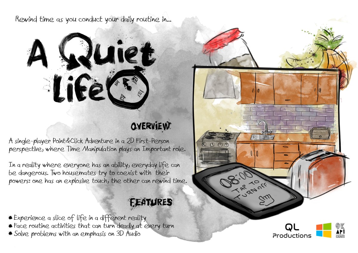 QL_Productions's tweet photo. Hello there!
We'd like to introduce you to our current project. A Quiet Life is a 2D point &amp; click adventure, where time manipulation plays a big role in your survival.

Piqued your interest? You can see more about it here: https://t.co/2IyLqL8Nct

#gamedev #indiegame #indiedev https://t.co/Zc6JZcYK3t