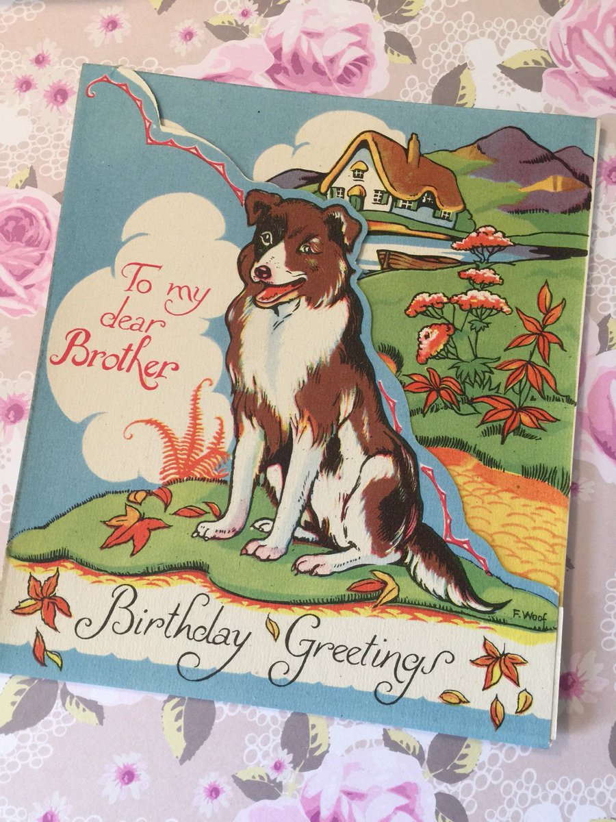 WatsonsVintage's tweet photo. Excited to share this item from my #etsy shop: EXTREMELY RARE Circa 1940s Unsigned Vintage 'Brother' Birthday Card -Cute Dog Design - Collectable Mia Card - Decorated Inside - Sweet Verse https://t.co/o8fOONz6Nx #1940s #Vintage #BrotherBirthdayCard #RareCard #UnwrittenCard #Cute https://t.co/JEcgkvRplQ