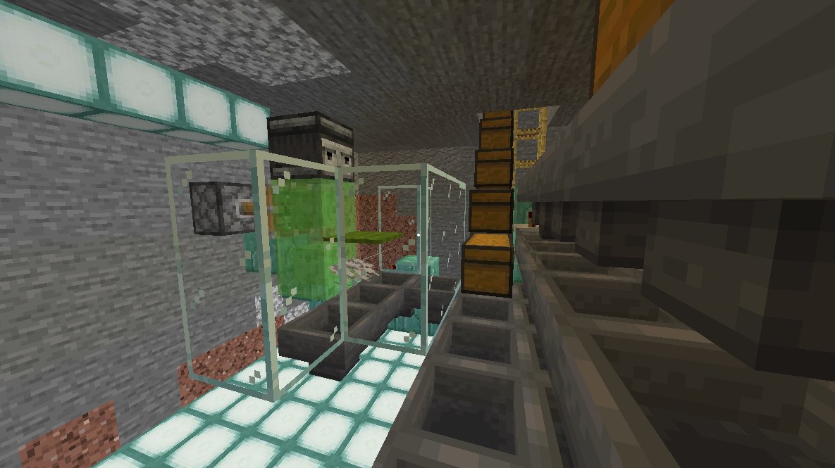 Runemia ゴーレムトラップ2号機がうまく動いているので 初号機を改造してネザーゲートをくっつけました 最大サイズをとりあえず3枚並べて ゾンビピグリンが出てくるのを待ちます ゾンビピグリンは水流でゴーレムの処理場まで落ちてきますが マグマ