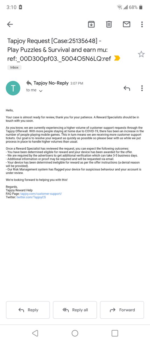 josephmlangston's tweet photo. @TapjoyCS This is at least the 4th time getting this canned email, and had another case close in 2 days. What gives? https://t.co/sdkkntqvPO