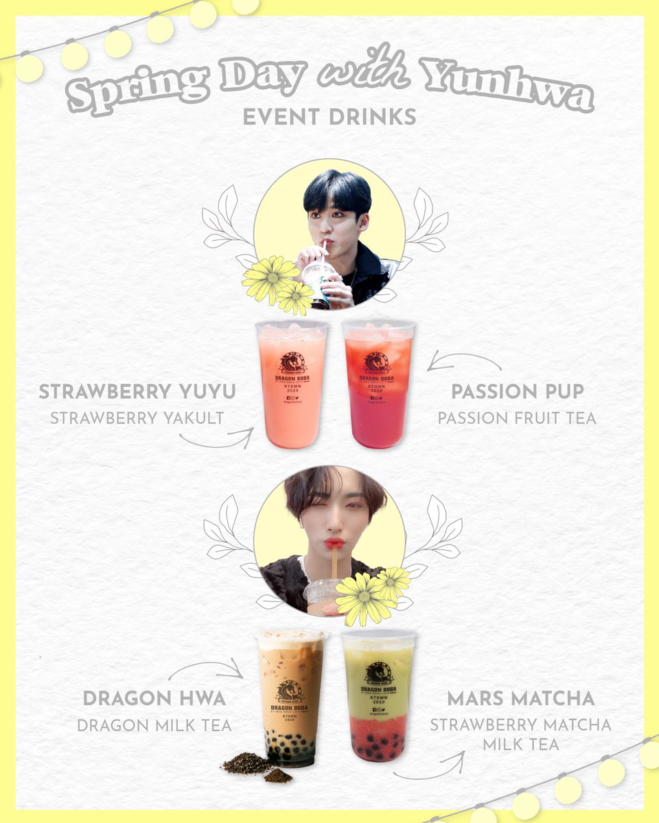 bloomxcafe's tweet photo. Don’t forget to try one of the popular drinks on our special menu for today’s event🌼 #SpringDayWithYunhwa https://t.co/lZncO8IE65
