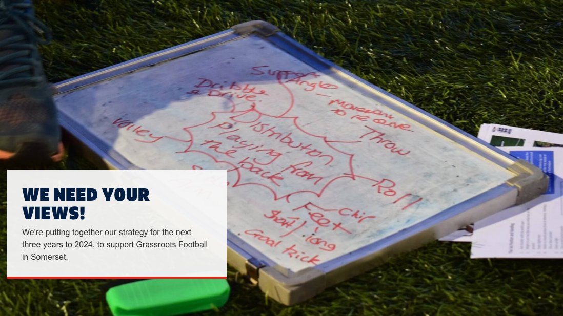 WE NEED YOU! 👉🙋

We've got a short &amp; responsive survey as part of our new three-year strategy to support and improve Grassroots Football for all ⚽️

It's short+simple plus there's a chance to WIN some football goodies 👇

🔗  buff.ly/3dmr742
