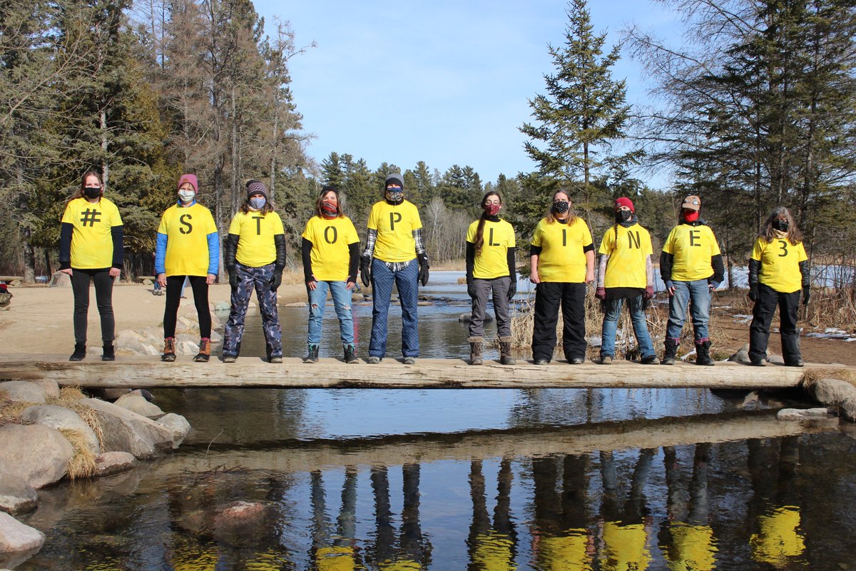 StopLine3Pledge's tweet image. We stand at the Mississippi Headwaters, where @Enbridge prepares to drill Line 3. We stand in solidarity with Native youth on the ground in DC with a message for @JoeBiden. Protect our people, protect our water, #StopLine3 #NoDAPL