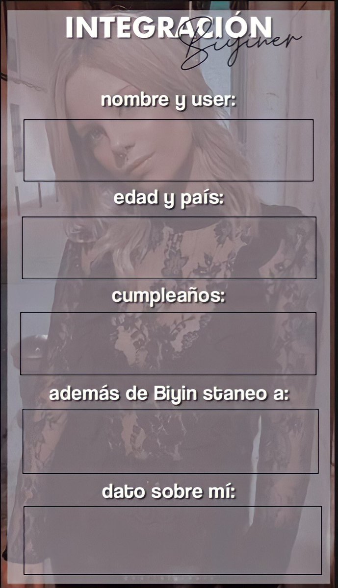 CuliBiyiners's tweet photo. — #BIYINERWEEK 

iniciamos la semana biyiner con una dinámica de integración ✨. pueden subir una selfie de ustedes + estas fichas, las completan y las suben con el #IntegracionBiyiner. ¡estaremos viendo! 💗 https://t.co/SAKYeUR02Y