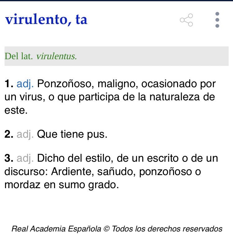 Elisabet Ortega on X: Periodistas, por favor os lo pido: dejad de usar  “virulento” pensando que es sinónimo de “violento”.   / X