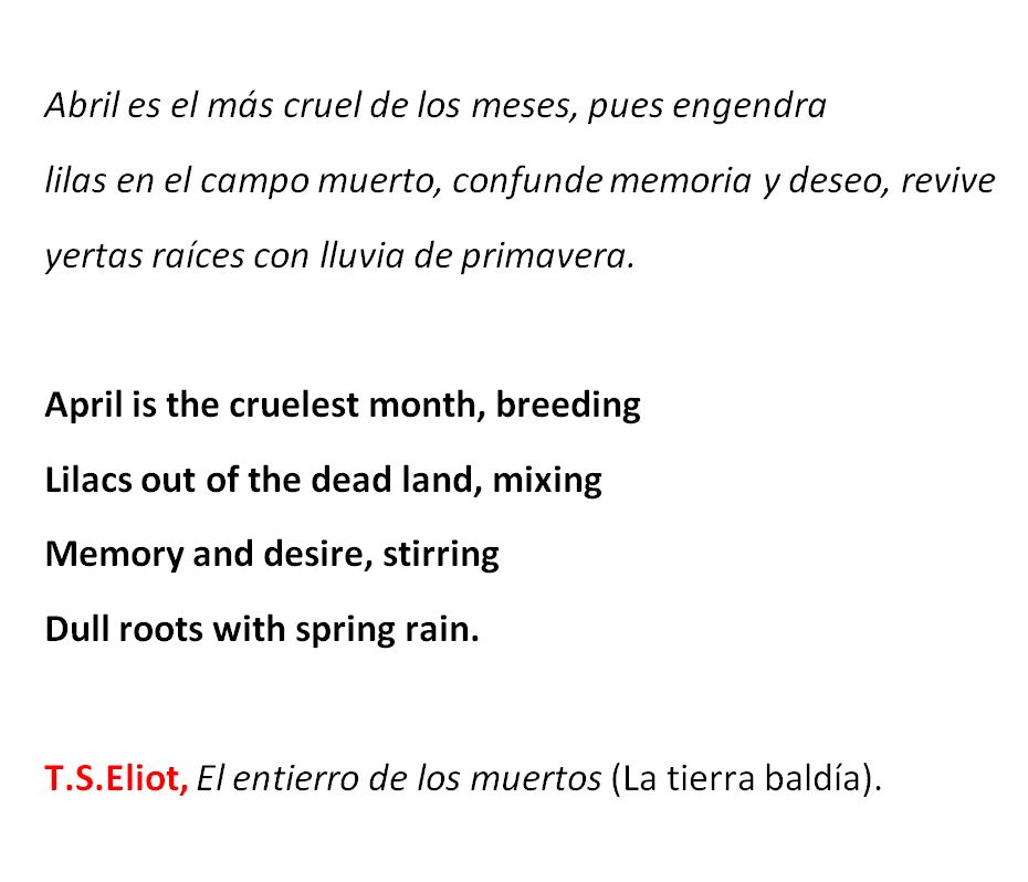  #miniMA140 Para el poeta T.S. Eliot, «abril es el más cruel de los meses» porque del campo muerto (La tierra baldía) nacen de nuevo las flores.