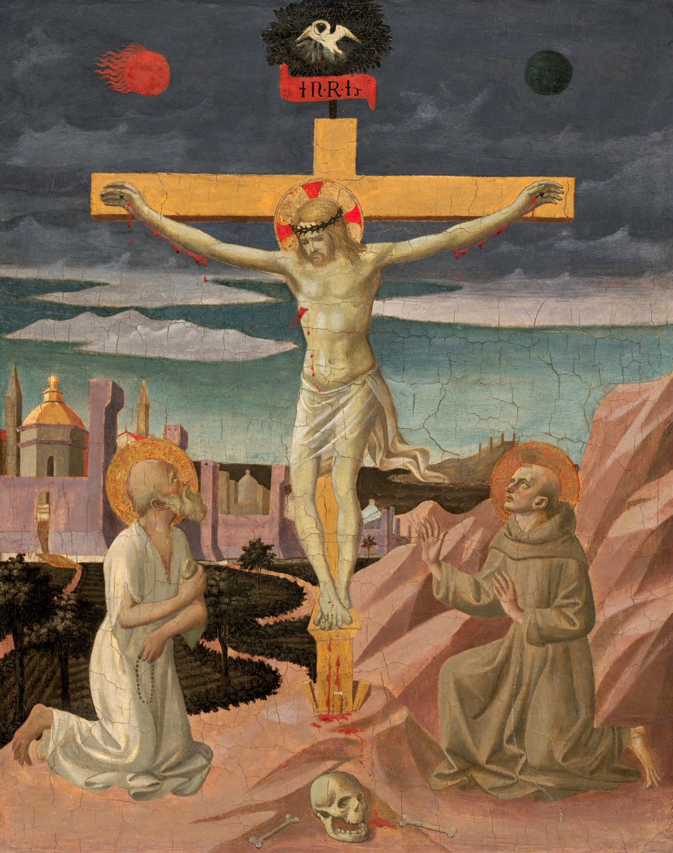  #miniMA140 El árbol que aparece sobre la cruz de Cristo en algunas crucifixiones es el ÁRBOL DE LA VIDA: la promesa que después del invierno (la muerte) llegará la primavera (la vida). *Masaccio en  @Capodimonte_mus y Pesellino en  @ngadc