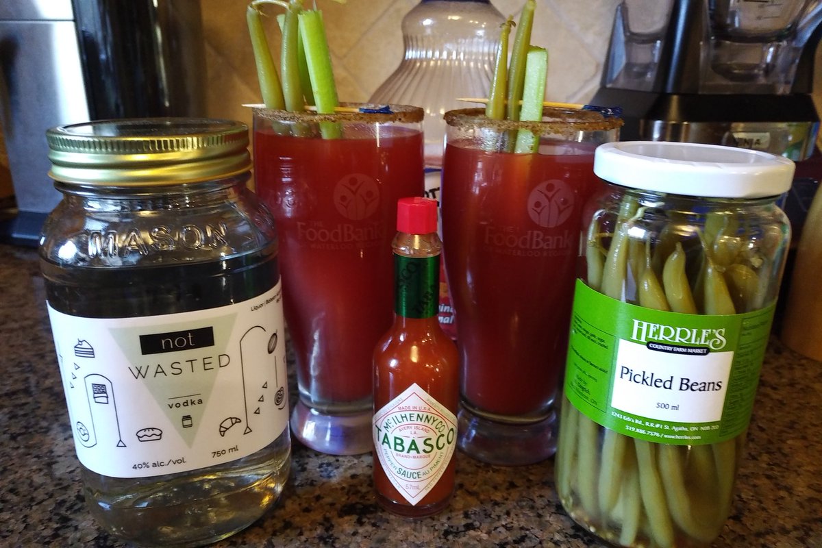 Super tasty Saturday night Caesars with the amazing  <a href="/MurphysLawShine/">MurphysLawMoonshine</a> Not Wasted Vodka (a fundraiser in support of <a href="/FoodBankWatReg/">The Food Bank of Waterloo Region</a>) &amp; the always yummy @HerrlesMarket Pickled Beans! Visit www.murphyslawmoonshine to order your vodka - only a few bottles available.#ShopLocal #FeedWR