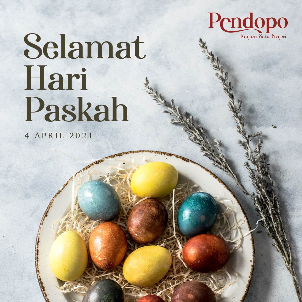 Selamat hari Paskah! Kiranya paskah tahun ini dapat membawa kesehatan, kesejahteraan, kedamaian dan suka cita bagi kita semua. 

#haripaskah #easterday #paskah #pendopo #pendopoindonesia