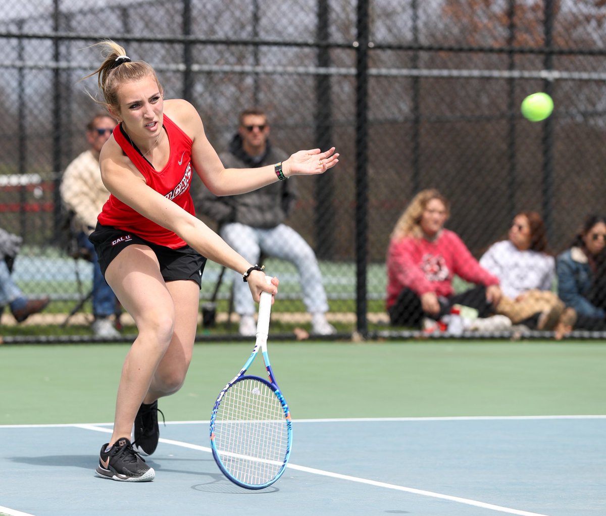 JEFFDHELSEL's tweet photo. The Cal U #tennis team celebrated graduating seniors Charlie Gallagher &amp; Laura Vargas at Saturday’s match against Clarion University at Roadman Park, California, Pa., April 3, 2021.   #PSAC #NCAA #CalTimes https://t.co/TGTfjGiqbv