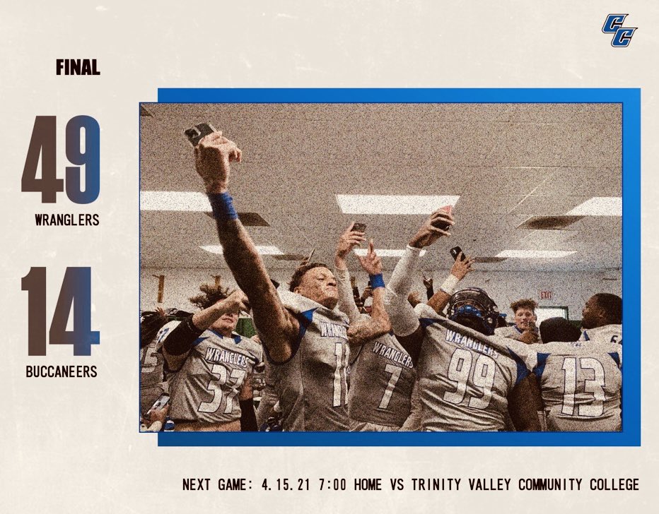 CiscoWranglerFB's tweet image. Final score:
Cisco College - 4️⃣9️⃣
Blinn College - 1️⃣4️⃣

#WRANGLERUP